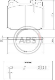 Тормозные колодки дисковые, комплект A.B.S. 36105