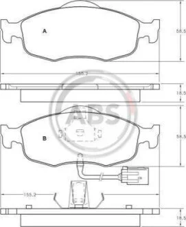 Тормозные колодки дисковые, комплект A.B.S. 36808