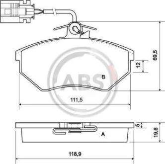 Тормозные колодки дисковые, комплект A.B.S. 36811