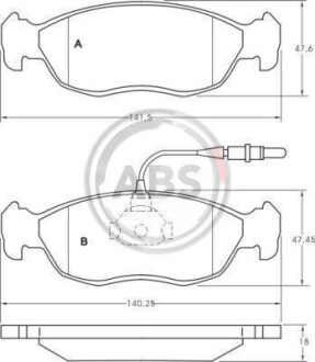 Тормозные колодки дисковые, комплект A.B.S. 36850