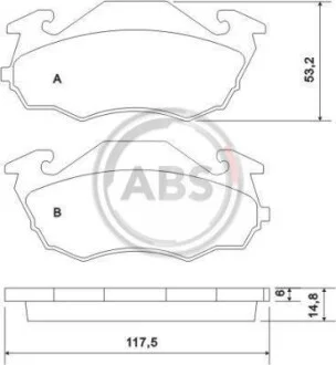 Тормозные колодки дисковые, комплект A.B.S. 36971
