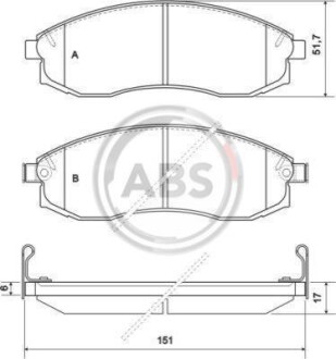 Тормозные колодки дисковые, комплект A.B.S. 36974