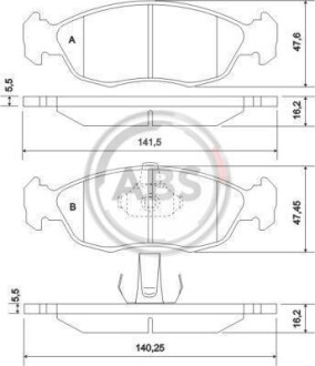 Тормозные колодки дисковые, комплект A.B.S. 36978