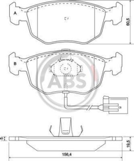 Тормозные колодки дисковые, комплект A.B.S. 37004