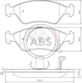 Тормозные колодки дисковые, комплект A.B.S. 37018