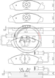 Тормозные колодки дисковые, комплект A.B.S. 37028