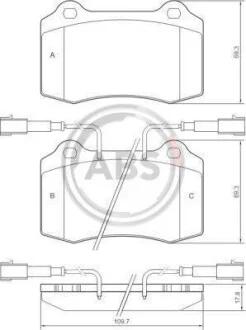 Тормозные колодки дисковые, комплект A.B.S. 37041