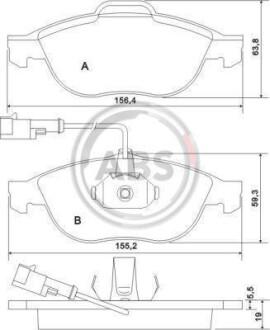 Тормозные колодки дисковые, комплект A.B.S. 37064