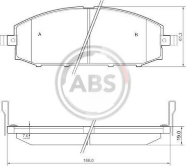 Тормозные колодки дисковые, комплект A.B.S. 37084