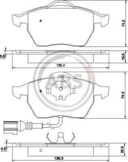 Тормозные колодки дисковые, комплект A.B.S. 37133