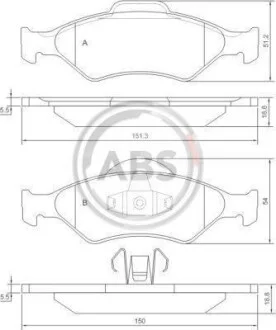 Тормозные колодки дисковые, комплект A.B.S. 37196