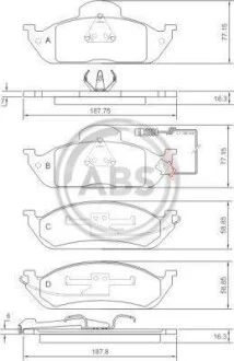 Тормозные колодки дисковые, комплект A.B.S. 37198