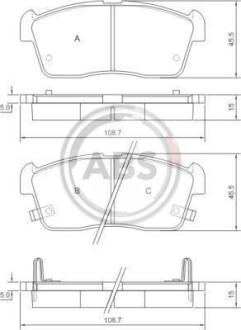 Тормозные колодки дисковые, комплект A.B.S. 37222