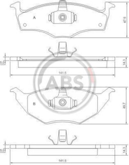 Тормозные колодки дисковые, комплект A.B.S. 37238