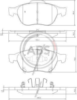 Тормозные колодки дисковые, комплект A.B.S. 37402