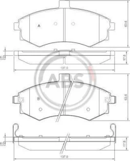 Тормозные колодки дисковые, комплект A.B.S. 37403