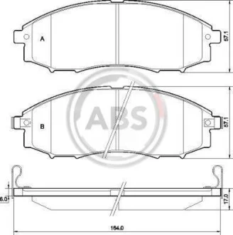 Тормозные колодки дисковые, комплект A.B.S. 37541