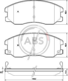 Тормозные колодки дисковые, комплект A.B.S. 37582