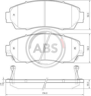 Тормозные колодки дисковые, комплект A.B.S. 37627