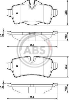 Тормозные колодки дисковые, комплект A.B.S. 37629