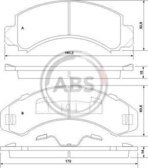 Тормозные колодки дисковые, комплект A.B.S. 38249