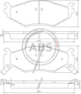 Тормозные колодки дисковые, комплект A.B.S. 38522