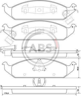 Тормозные колодки дисковые, комплект A.B.S. 38650