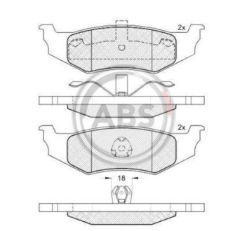 Тормозные колодки дисковые, комплект A.B.S. 38759