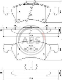 Тормозные колодки дисковые, комплект A.B.S. 38857