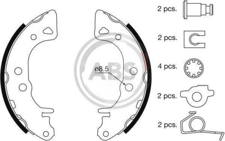 Колодки тормозные барабанные, комплект A.B.S. 8833