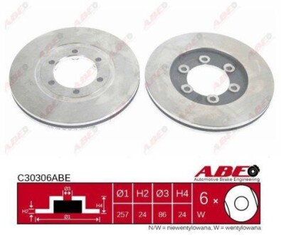 Тормозной диск передний вентилируемый ABE C30306ABE