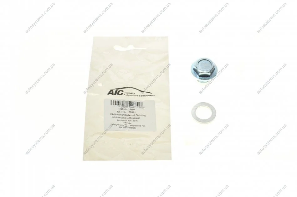 Болт зливу оливи + шайба Hyundai Accent/Kia Rio/Mitsubishi Lancer/Suzuki Grand Vitara 90- (M14x1.5) AIC 52881 (фото 1)