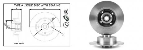 Фото диск тормозной, лев/прав, зад APPLUS 61481BAP Диск тормозной, лев/прав, зад APPLUS 61481BAP