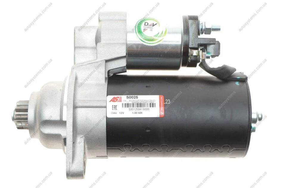 Стартер 12V 1.80kW AS-PL S0025 (фото 1)