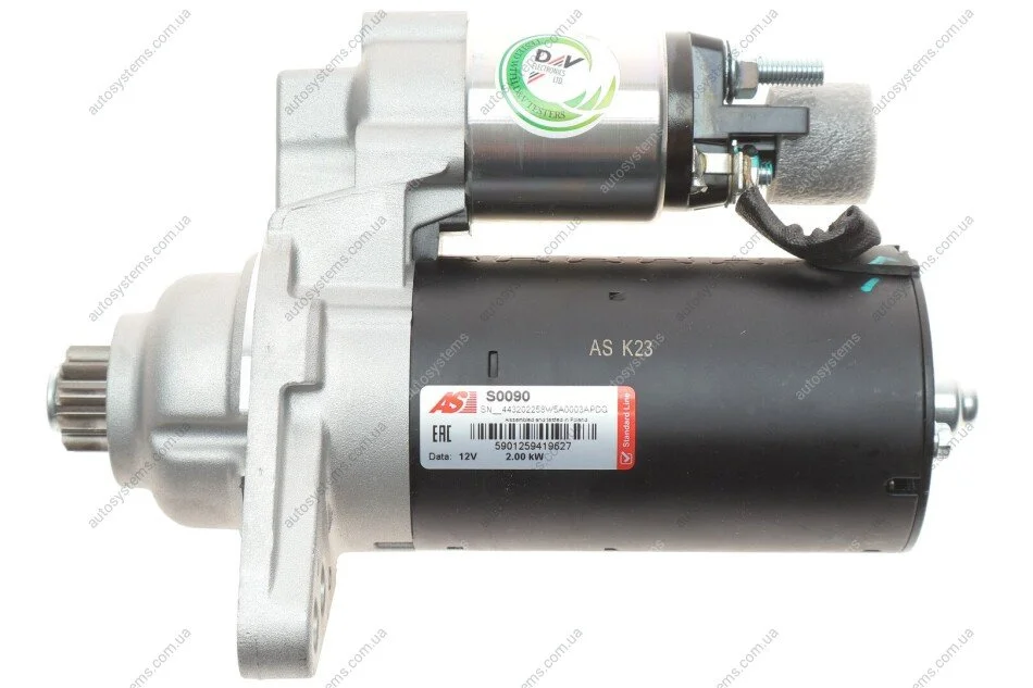 Стартер VW Caddy/T5 1.9TDI 03-/Skoda Fabia 1.4-1.9 D 03-10/Seat Altea 1.4-2.0 D 04- (2kw) (z=10) AS-PL S0090 (фото 1)