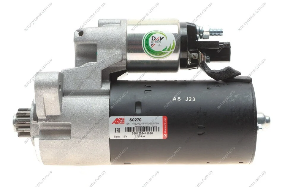 Стартер Audi Q7 06-15/VW Touareg 3.0 TDI 04-18 (12V/2.2kw) (z=9) AS-PL S0270 (фото 1)
