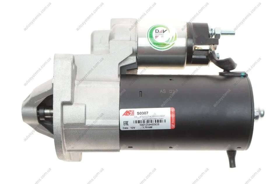 Стартер Fiat Ducato 2.0-2.3D 06- (12V/1.7kw) (z=9) AS-PL S0307 (фото 1)