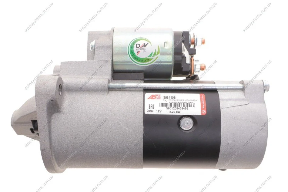 Стартер Mitsubishi Pajero II/L200/Hyundai H-1 2.5 TD 00-07 (12V/2.2kw) (z=10) AS-PL S5105 (фото 1)