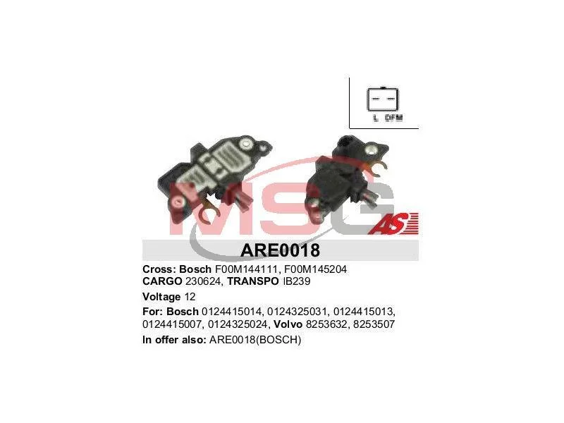 Реле генератора (12V) Renault Kangoo/Dacia Logan 1.4/1.6 97- AS ARE0018 (фото 1)