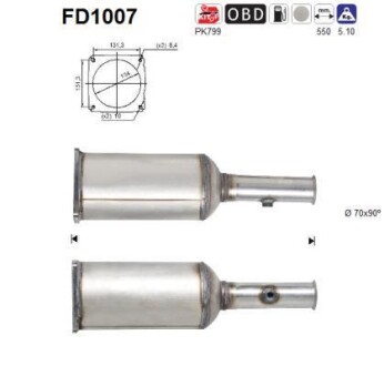 Фильтр сажевый DPF AS FD1007