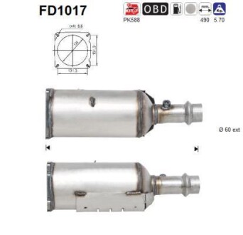 Фильтр сажевый DPF AS FD1017