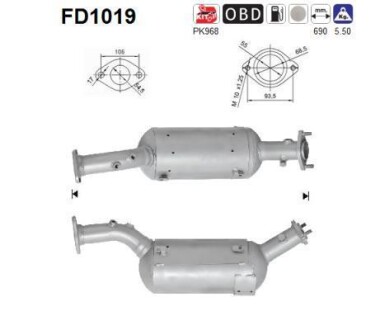 Фильтр сажевый DPF AS FD1019