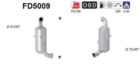 Фильтр сажевый DPF AS FD5009