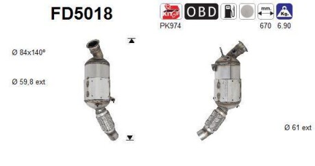 Фильтр сажевый DPF AS FD5018