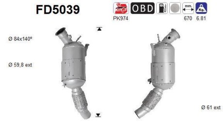 Фильтр сажевый DPF AS FD5039 (фото 1)