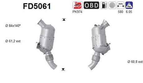 Фильтр сажевый DPF AS FD5061 (фото 1)