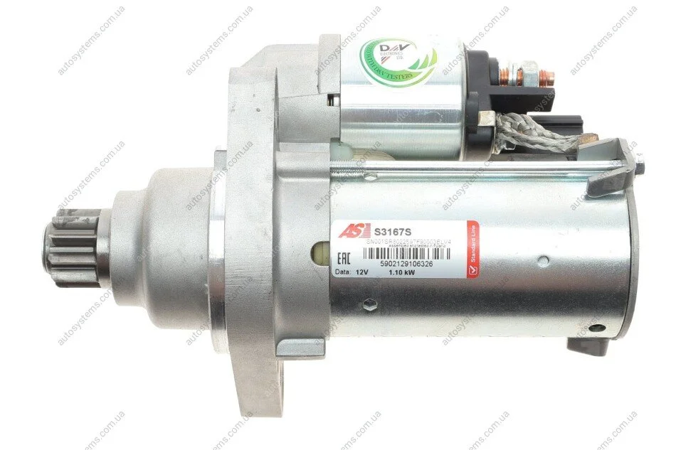 Стартер VW Golf VI/VII/Passat 1.2-1.8TSI 08-20 (12V/1.1kw) (z=10) AS S3167S (фото 1)