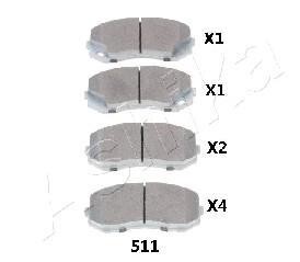 Тормозные колодки дисковые, комплект ASHIKA 50-05-511