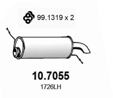 Глушитель, задняя часть ASSO 10.7055