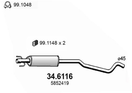 Резонатор глушителя ASSO 34.6116